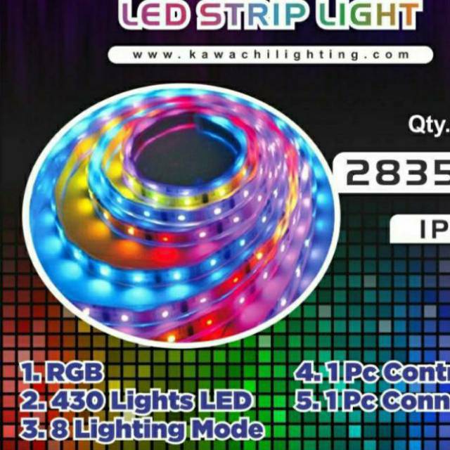 Paket Lampu Led Strip , Panjang 10 Meter RGB Warna warni