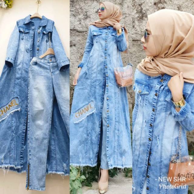 Dress Set Jeans Chanel Ori SHR