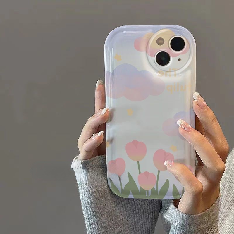 Case Desain Tulip Warna Gradasi Untuk iPhone 12 13 11 Pro Max X Xs Max Xr