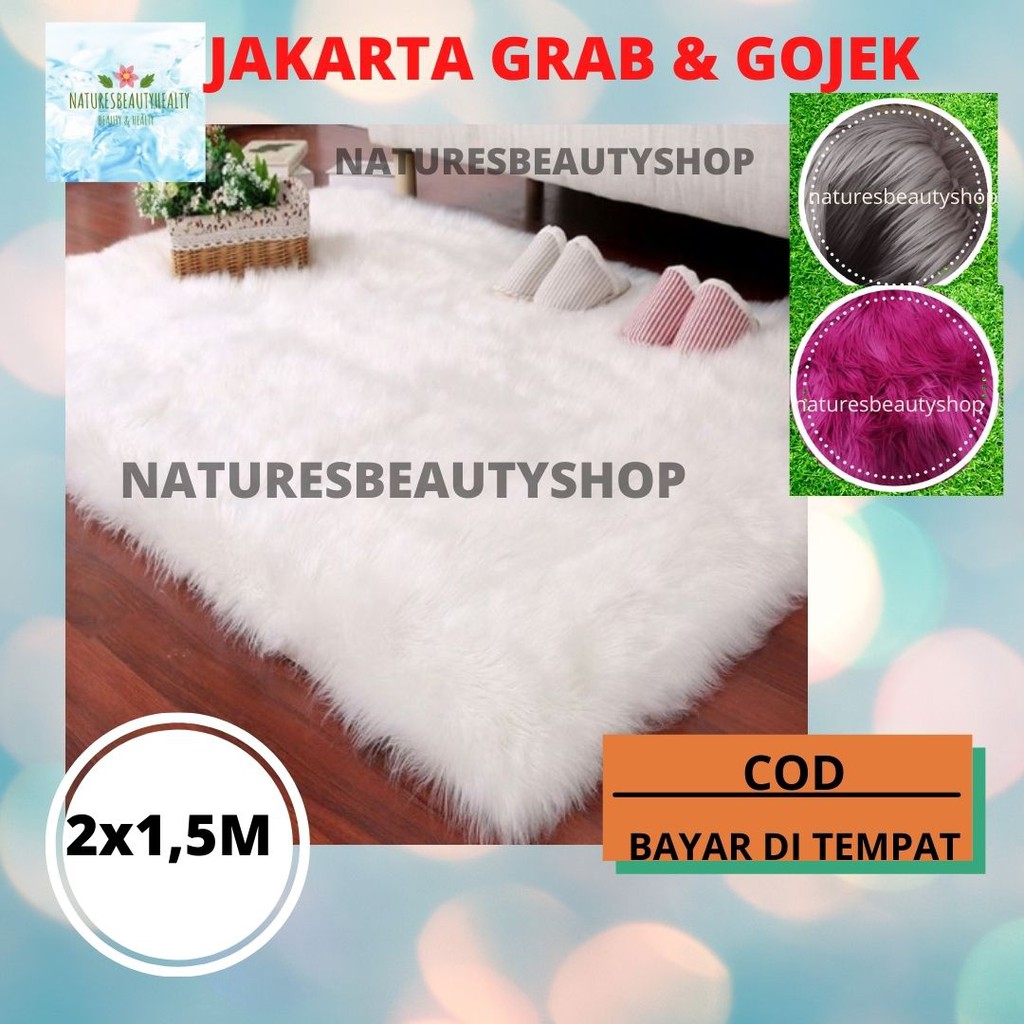 Karpet Bulu Korea 200 x150 cm/ Karpet Bulu Russian /Taplak Meja Bulu Glossy/ Kain Korea 200 x150