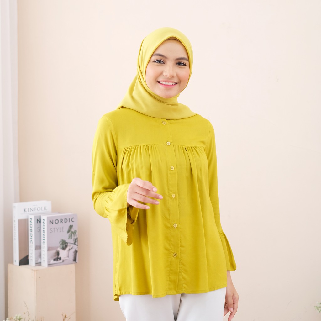 Augie - Jelita Blouse Polos Rayon-Lemon