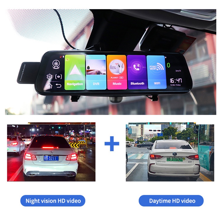 EGO Mirror Dashcam Dash Car Camera Android GPS WiFi ADAS Mobil Spion Kamera