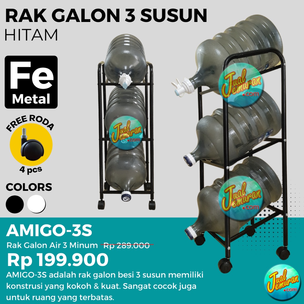 Rak Galon Air Minum Besi 3 Susun Beroda Meja Galon dan Dispenser Air Minum Terbaru Susun 3