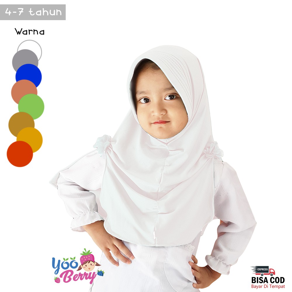 YooBerry Hijab Instan GROSIR Jilbab Anak Akasia Twin Flower Pita 4-7 Tahun Berry Mart