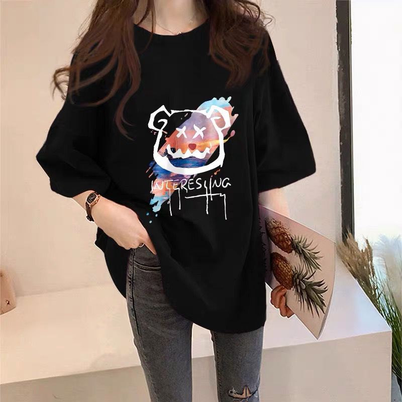 THISTLE - Oversize Tee Tshirt Wanita Model Longgar Motif Bear X Interesting