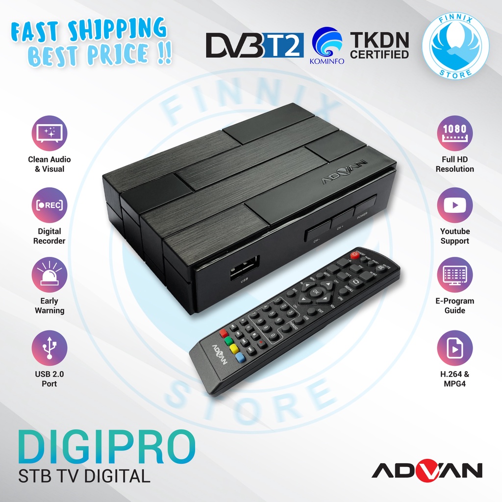 STB TV DIGITAL Advan Digipro STB Set Top Box DVB T2 TV Digital android tv tabung berkualitas terbaik