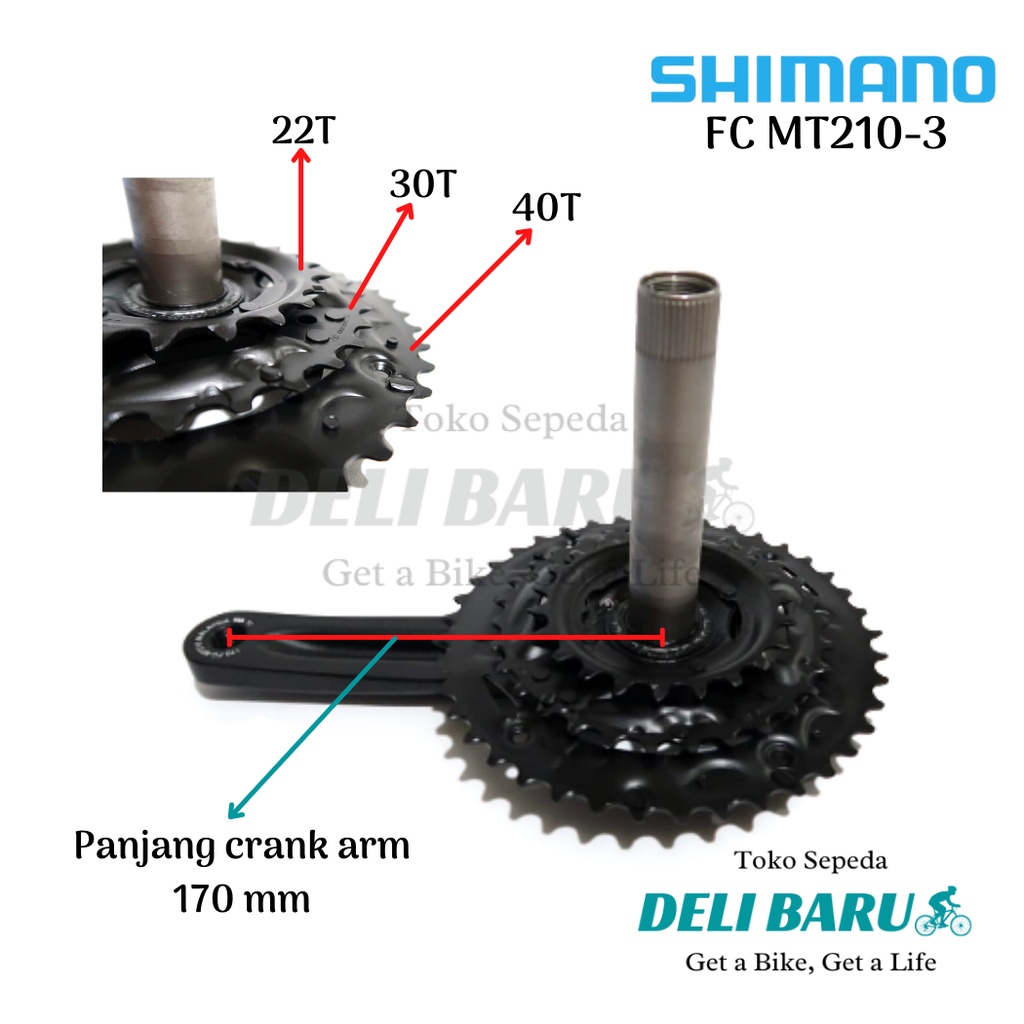 Shimano Crank hollowtech TANPA BB HT2 Altus MT 210 MT 300 gir 22 30 40 sepeda MTB