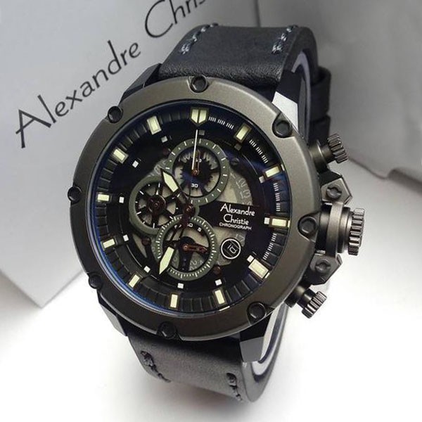 jam tangan pria alexandre christie AC 6416MC HITAM ABUABU HITAM