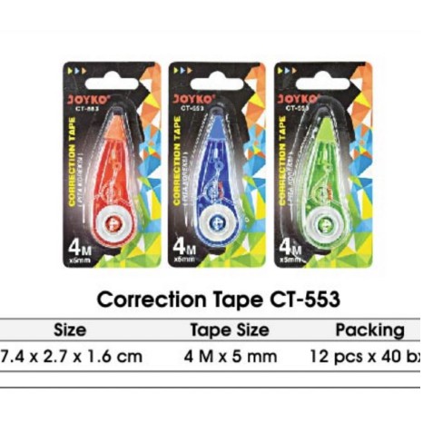 MURAH - JOYKO TIPEX KERTAS CORRECTION TAPE PANJANG 4 M