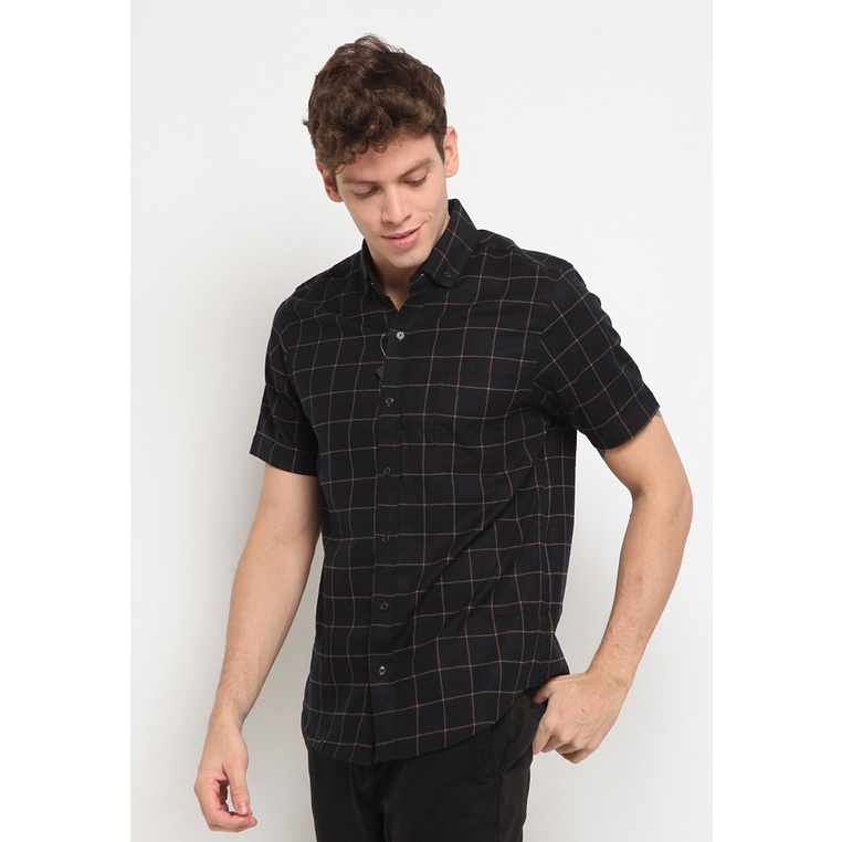 Kemeja Pria Flannel Pendek Black Brown/LR-2/LARUSSO/ K208