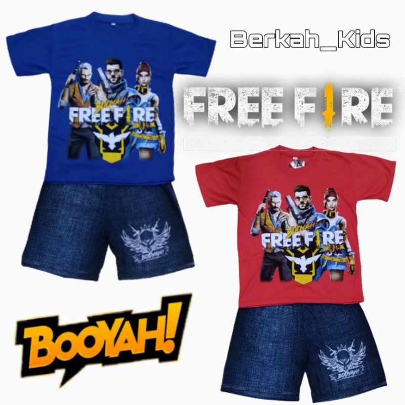 Setelan Baju Anak Laki-laki Free Fire FF / Stelan Baju Anak Cowok Free Fire / Baju Free Fire FF