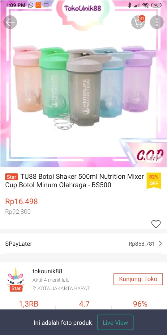 Tu88 Botol Shaker 500ml Nutrition Mixer Cup Botol Minum Olahraga - Bs500
