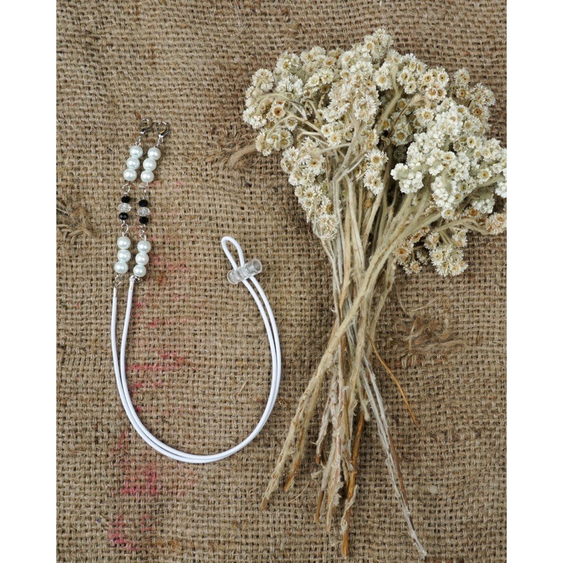 2in1 Kalung Masker Hijab/Pengait Masker Hijab/Strap Masker Hijab Kekinian Mutiara