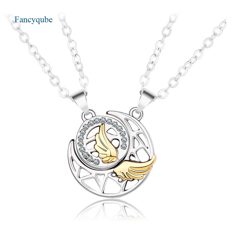 Fancyqube 2pcs / Set Kalung Liontin Matahari Bulan Untuk Hadiah Valentine