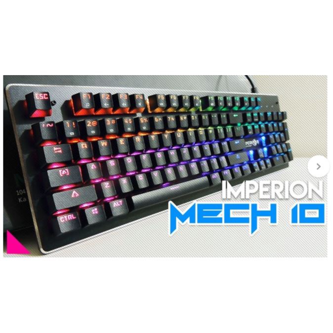 Keyboard gaming imperion wired usb 2.0 mechanical macro 104 keys fullsize rgb mech10 mech-10 kg-m10r