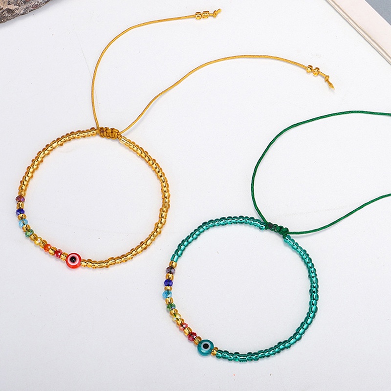 Fancyqube Gelang Manik-Manik Mata Iblis Adjustable Gaya Boho Yunani Turki Untuk Wanita