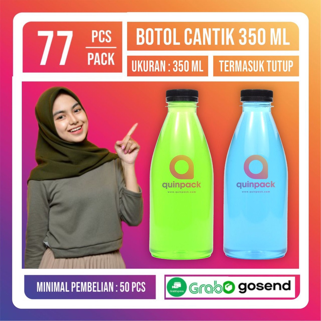 Botol Plastik Cantik 350 ML PET - Botol Valencia 350ML - Almond Kale Pir 350ML - Minum Murah 350 ml