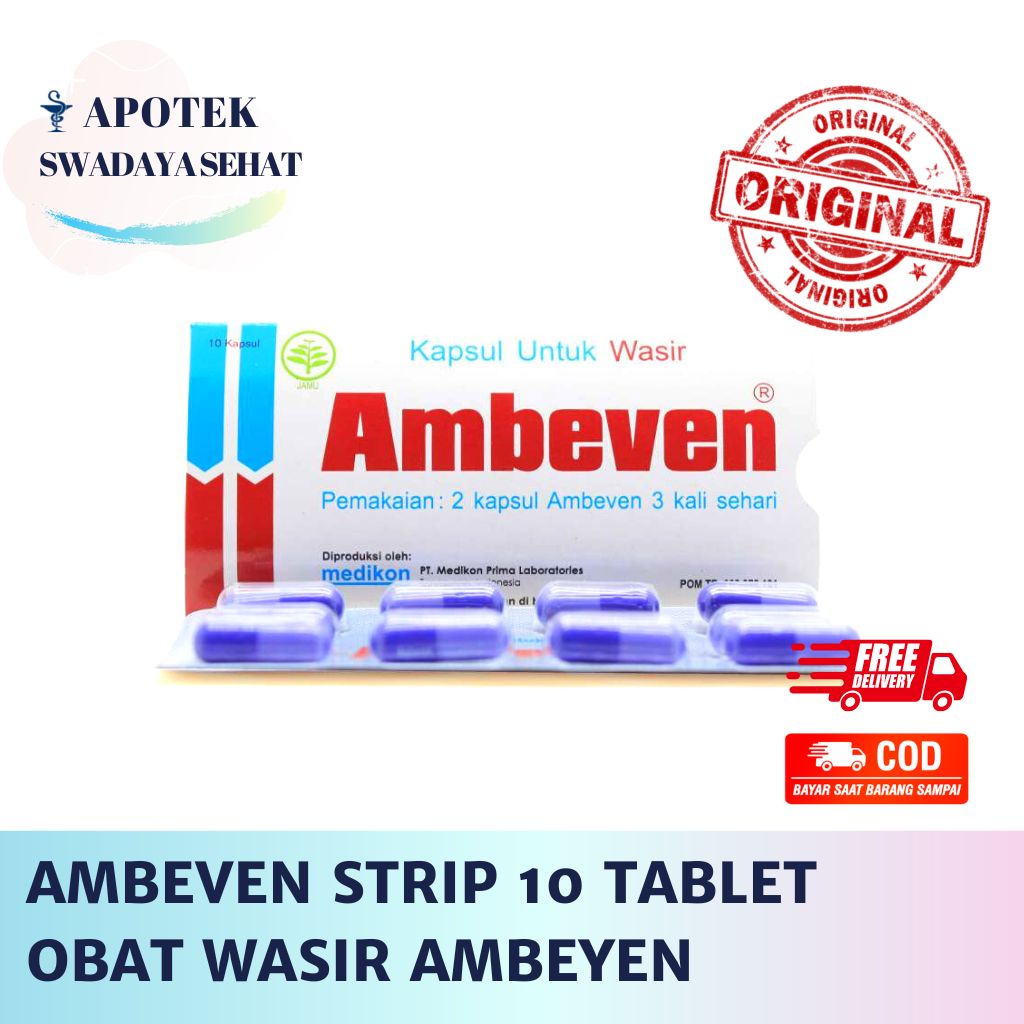 AMBEVEN STRIP - Obat Wasir Ambeyen Hemoroid Ambefen Bab Darah 10 Tablet