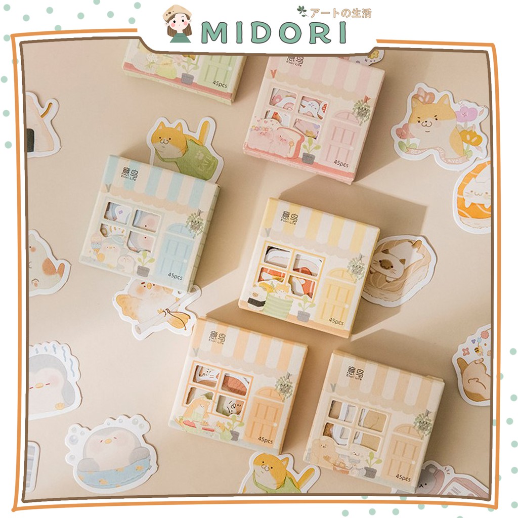 

[MIDORI] 45Pcs CUTE CHARACTER Deco Sticker DIY Scrapbook Stiker Jurnal Diary Planner Kotak - B0127