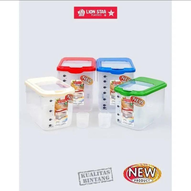 RICE BOX Lion Star / Tempat Beras Oriza Rice Box 6.5 Kg dan 12 kg (TUTUP RANDOM)  +BUBLEWRAP