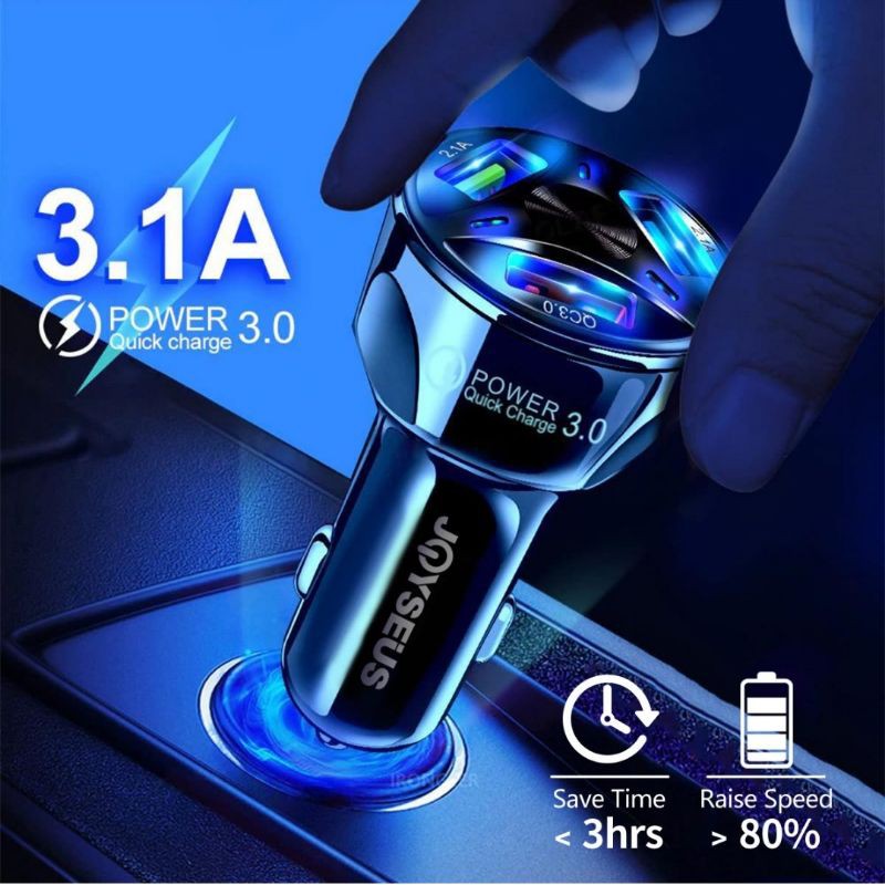 Joyseus Q3 Car Charger 3 Port 3.0A QC 3.0 Fast Charging