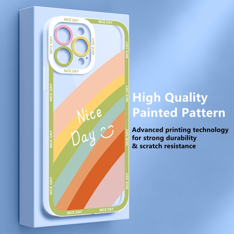Dllencase Case Bahan TPU Bening Tahan Banting Desain Pelangi Untuk iPhone 14 13 Pro Max 6 Plus 6s Plus 7 7 Plus 8 8 Plus X XS XR XS Max 11 13 Pro Max 24 Pro Max