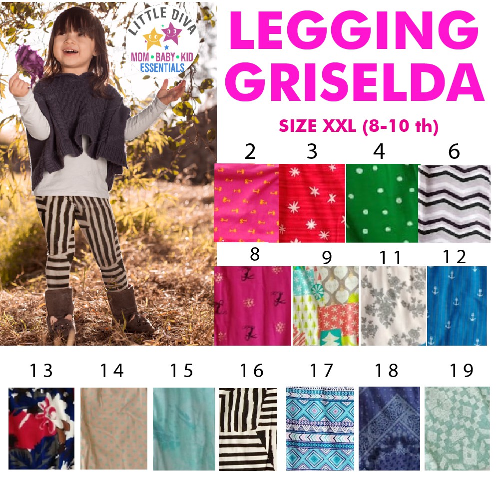 GRISELDA Legging Size XXL (8 - 10 th) Leging anak cewe lejing anak perempuan katun kaos gg