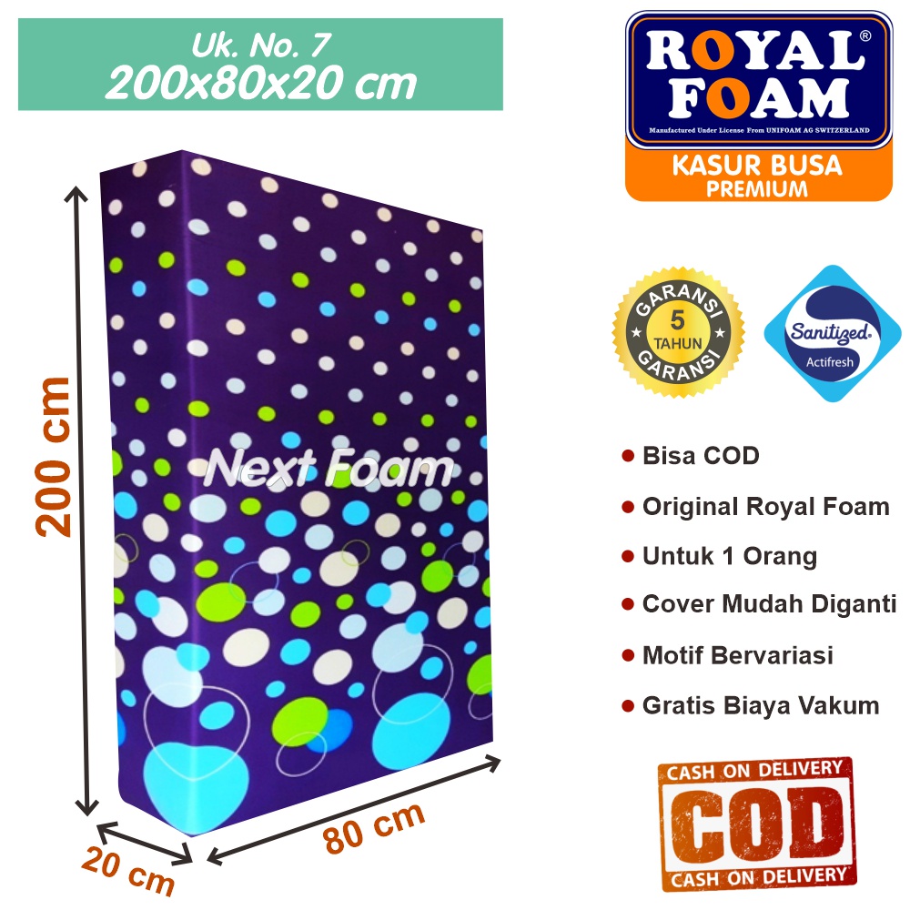 Kasur Busa Royal Foam Ukuran No 7 200x80x20 cm Tebal 20 cm D16 ORIGINAL Garansi 10 Tahun