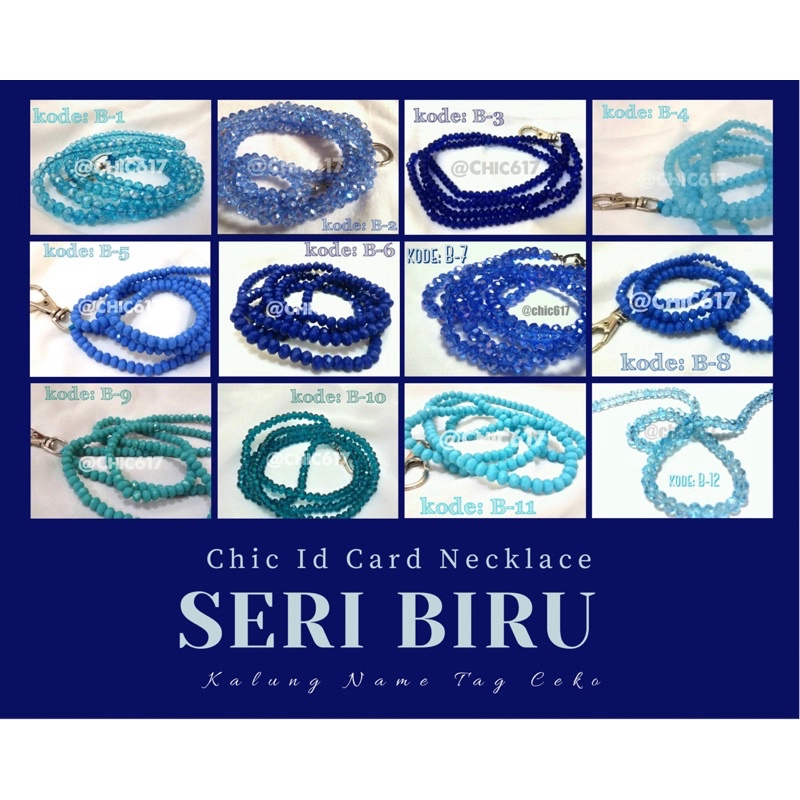 

Lanyard Beads Manik Kalung Name Tag Tali Nametag Mute Mote Id Card Necklace SERI BIRU