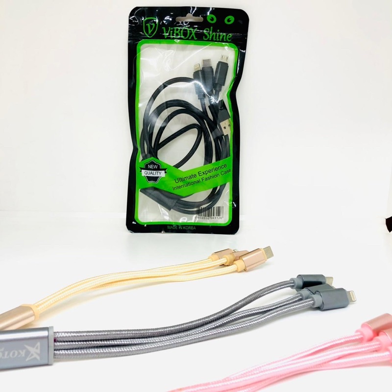 KABEL VIBOX 3IN1 PACKING PLASTIK FOR ALL SMARTPHONE KUALITAS TERBAGUS