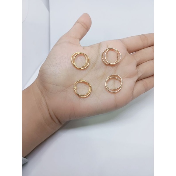 anting perak asli925 lapis mas model gipsi polos / anting ring polos/ anting perak dewasa dan anak