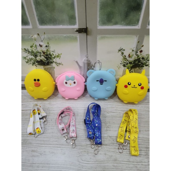 Mrcaisen Tas selempang silikon jelly rubber anak dewasa pokemon melodi koala mini miki line karakter