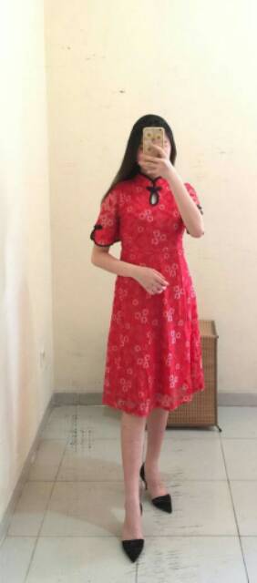 Dress Cheongsam import full brukat import model A Line dress Ken-531