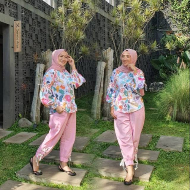 Setelan Jeena Style Pink