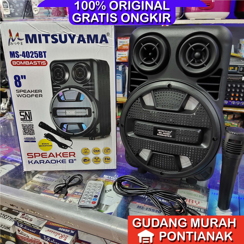 Speaker Bluethoot Mitsuyama 8&quot; Bombastis MS 4025 8inch karoke nyanyi