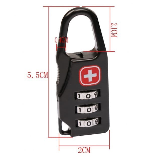 Gembok Kunci Koper padlock Travel Bag swiss gear army keychain Lock Password Kombinasi