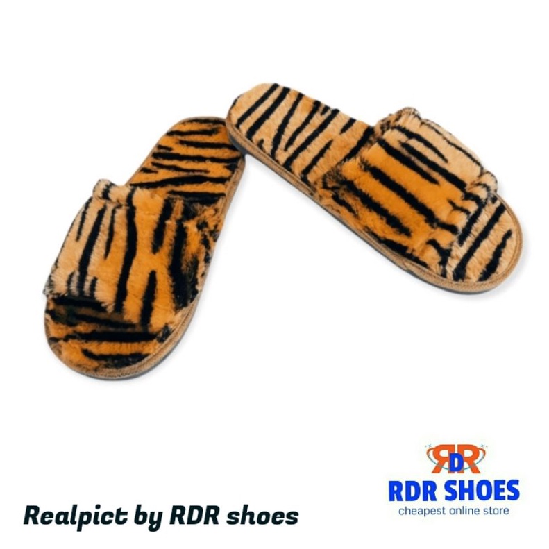 sandal rumah kokop harimau / tiger full bulu