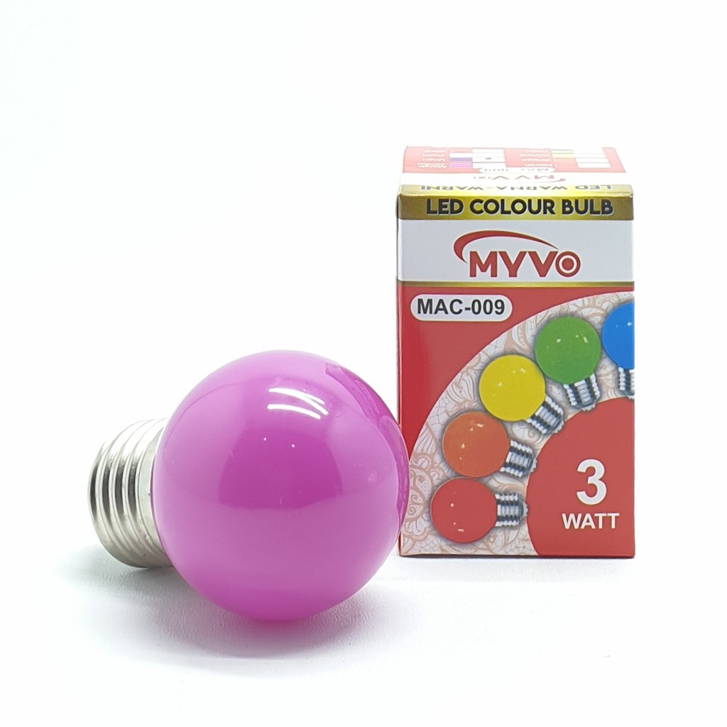 Myvo Ungu Lampu Led Ping Pong 3W E27 Warna Ungu / Lampu Dekorasi