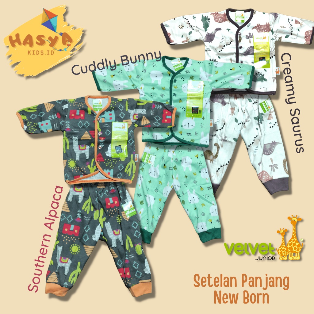 3 Pcs Velvet Junior Setelan Panjang New Born / Setelan baju Bayi Velvet 3 Set