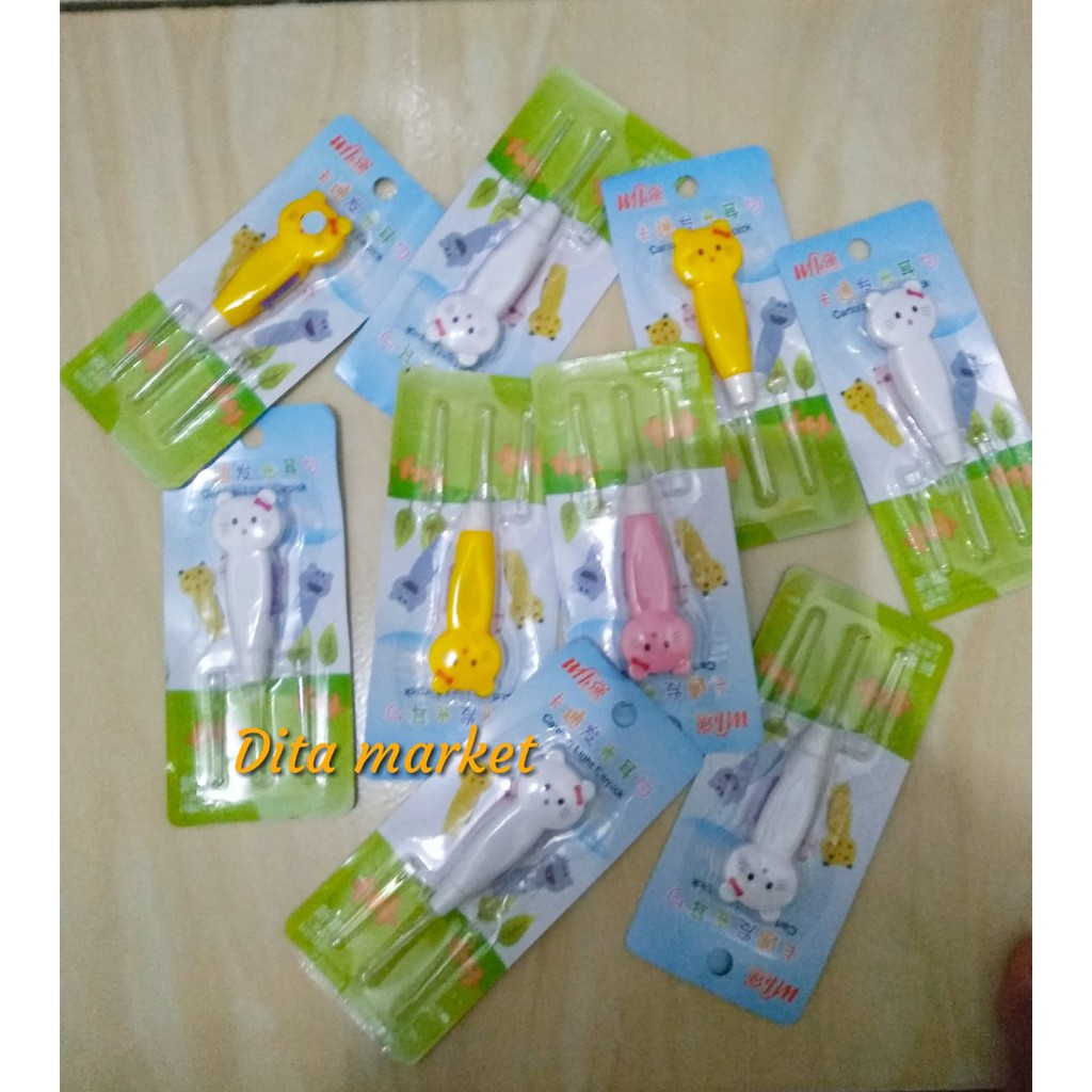 Earpick cartoon LED cute animal korek telinga