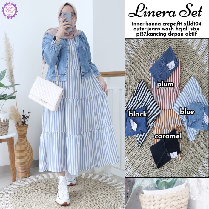 Baju Terusan Wanita Muslim Longdress New Linera Set Mididress M