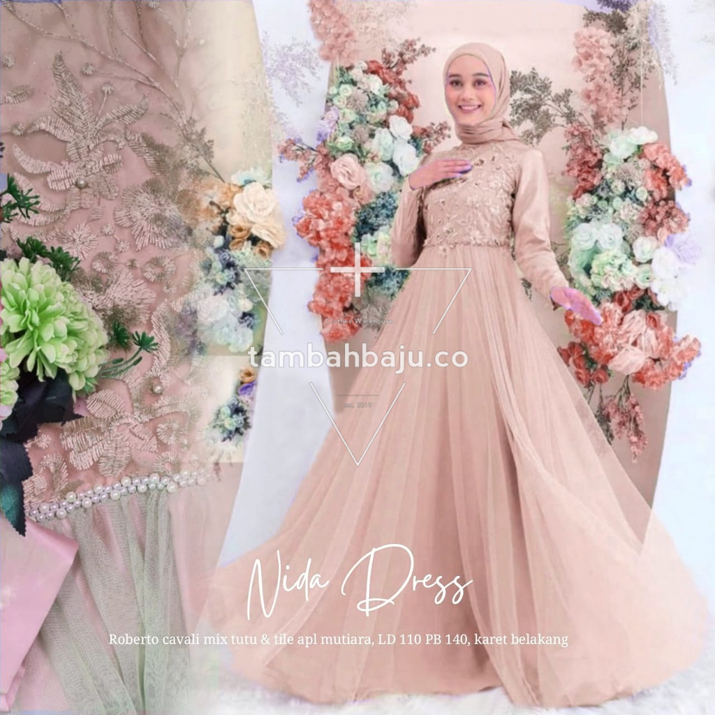 Baju Gamis Gaun Kondangan Pesta Nikahan Muslim Wanita Kekinian Trend 2022 2023 Maxi Nida Gamis Sulta