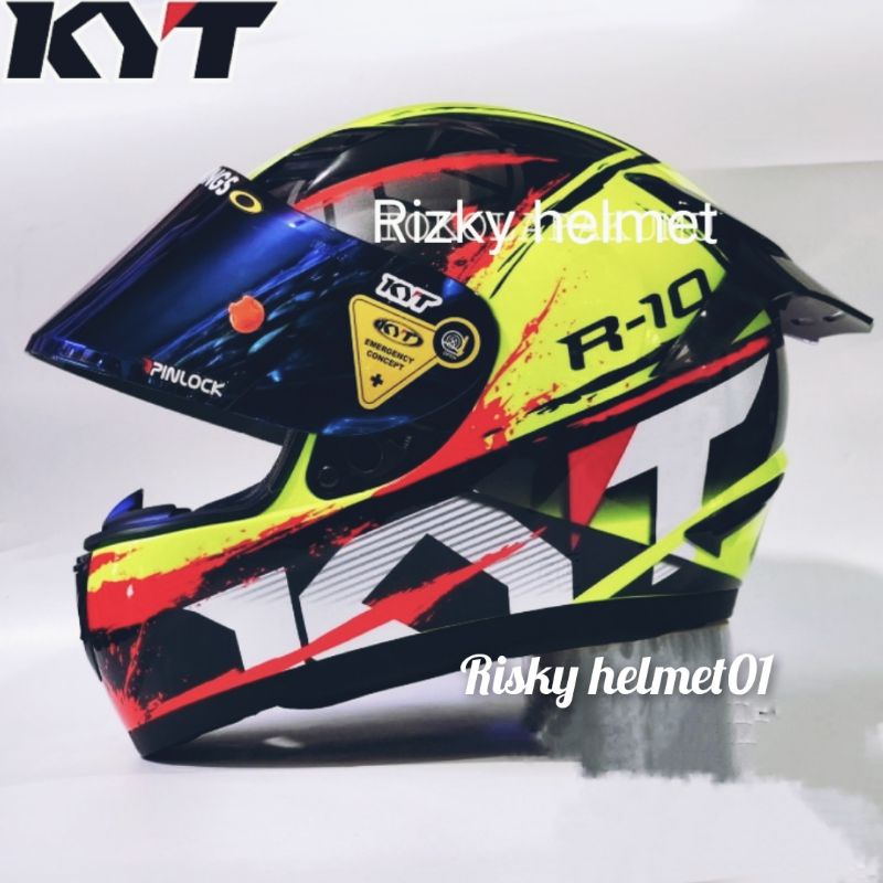 helm full face KYT r10 paket ganteng seri 2 yellow