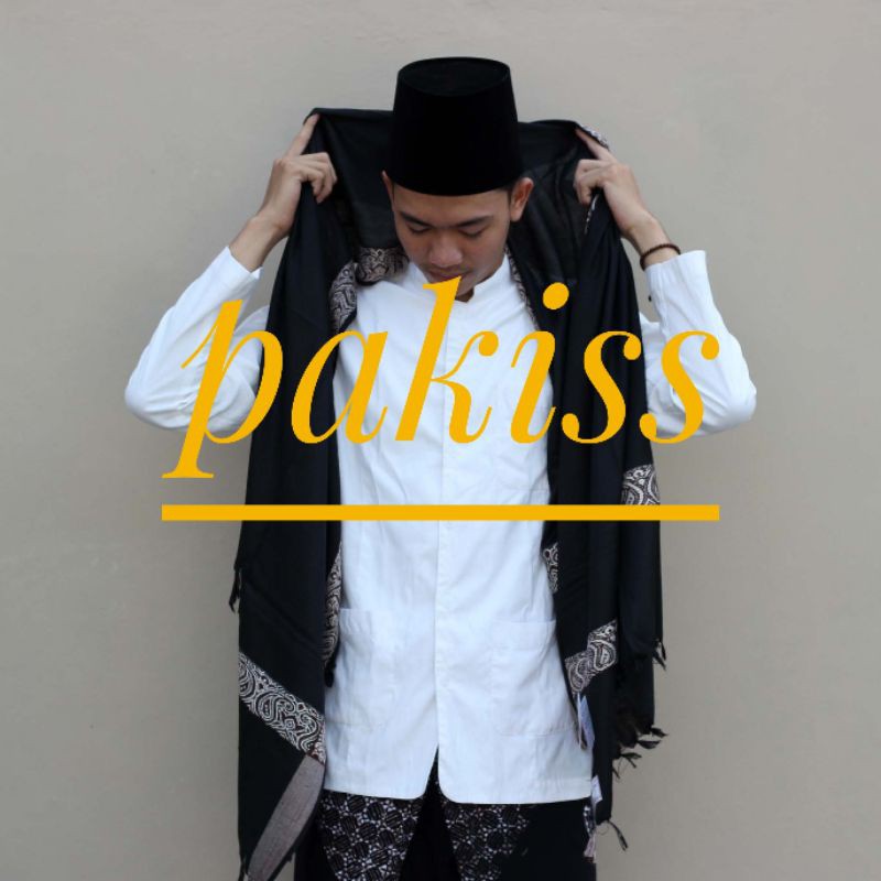 Sorban Kashmiri Brand Yasmeen Garis Emas&Coklat Asli India-Sorban Hitam