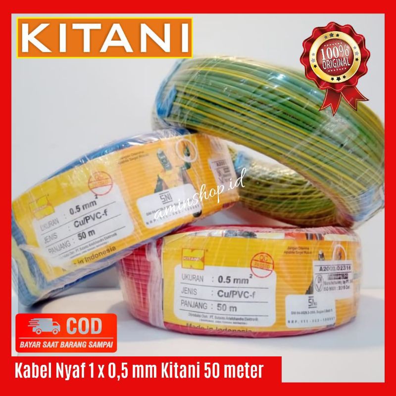 Kabel Serabut Kitani Nyaf 1x0,5 mm Kitani 50 Meter Kabel Body Untuk Kelistrikan Motor Dan mobil