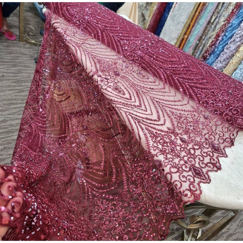 KAIN TILE PAYET/BROKAT KEBAYA/TULLE BORDIR PAYET