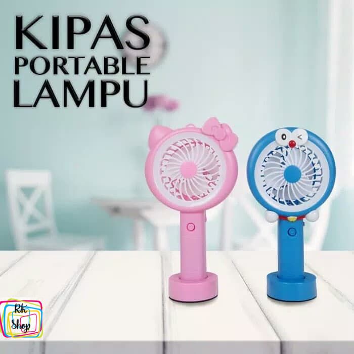 KIPAS ANGIN PORTABLE MINI FUN + LAMPU KARAKTER