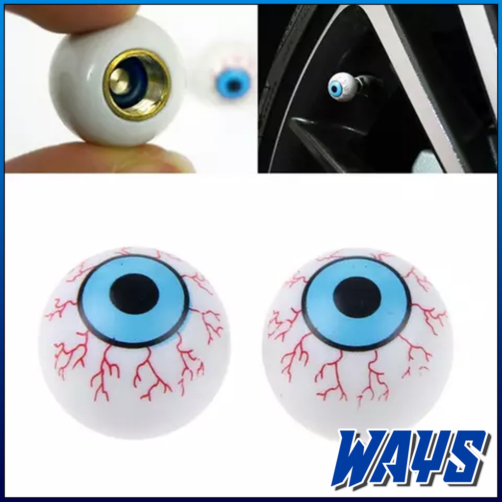 [Z133] 2pcs Tutup Pentil Ban Bentuk Emoticon Smile Bola Mata 8 Ball Sepeda Motor Mobil Universal