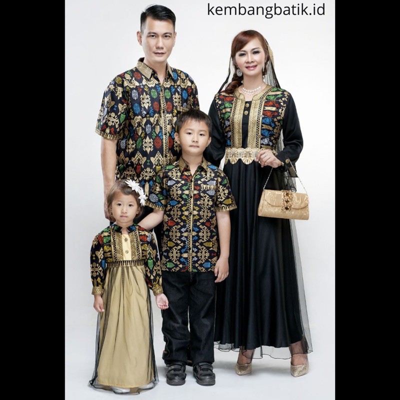Baju Couple Pasangan Gamis Batik Modern Set Keluarga Ibu Dan Anak