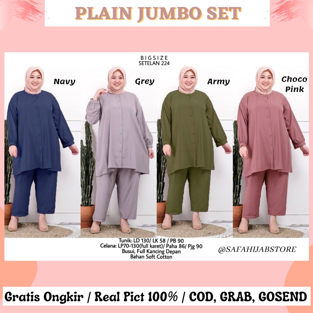 PLAIN JUMBO SET / ONE SET JUMBO / SETELAN RAYON